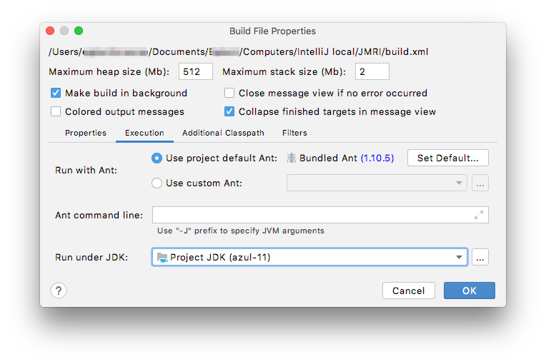 IntelliJ Ant Settings