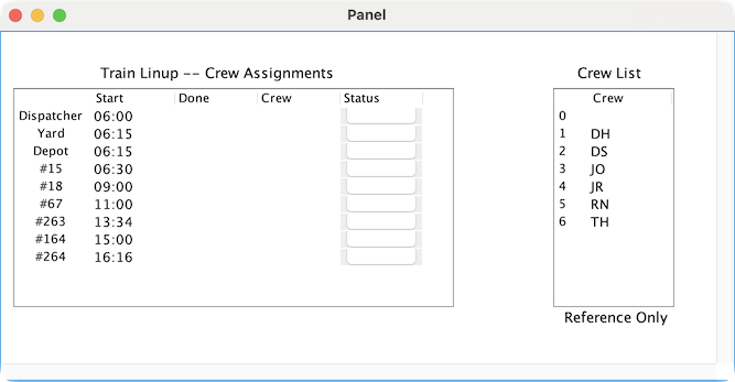 LogixNG table icon sample panel