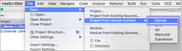 IntelliJ Git import pane