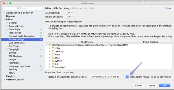 IntelliJ encoding prefs