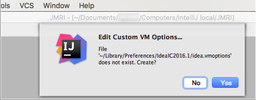 IntelliJ Edit vmoptions dialog
