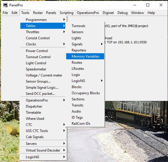 JMRI Tools Menu